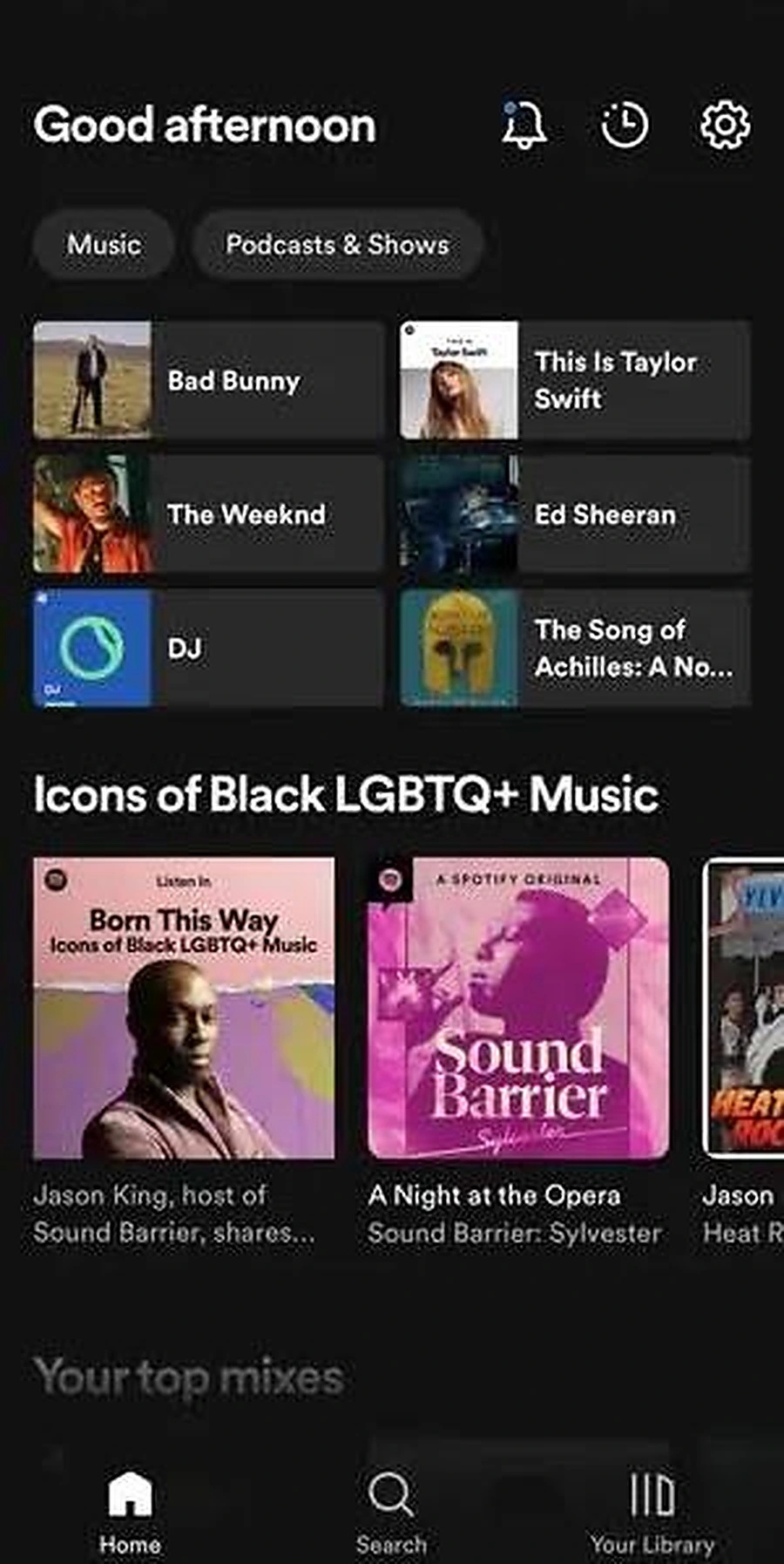 Personalized Accueil Feed Spotify fonctionnalité screenshot