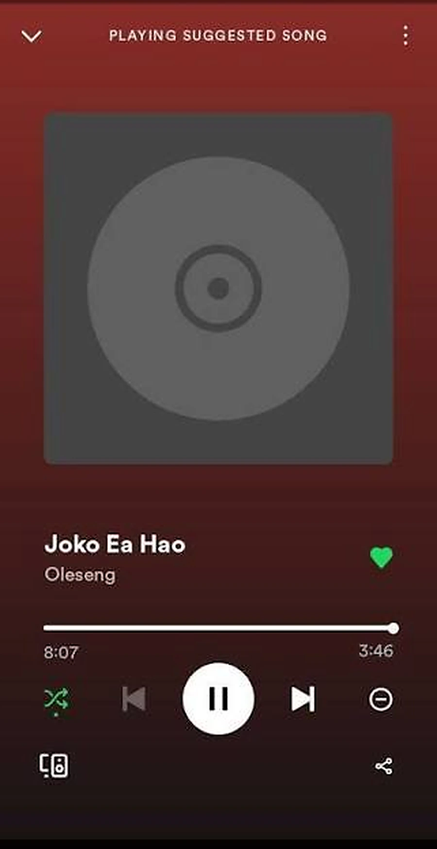Shuffle contrôles Spotify fonctionnalité screenshot